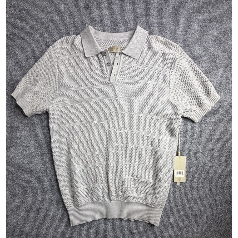 HB Knitwear White Polo Shirt Lg Classic Waffle Texture Luxury Knit Polo Mad Men